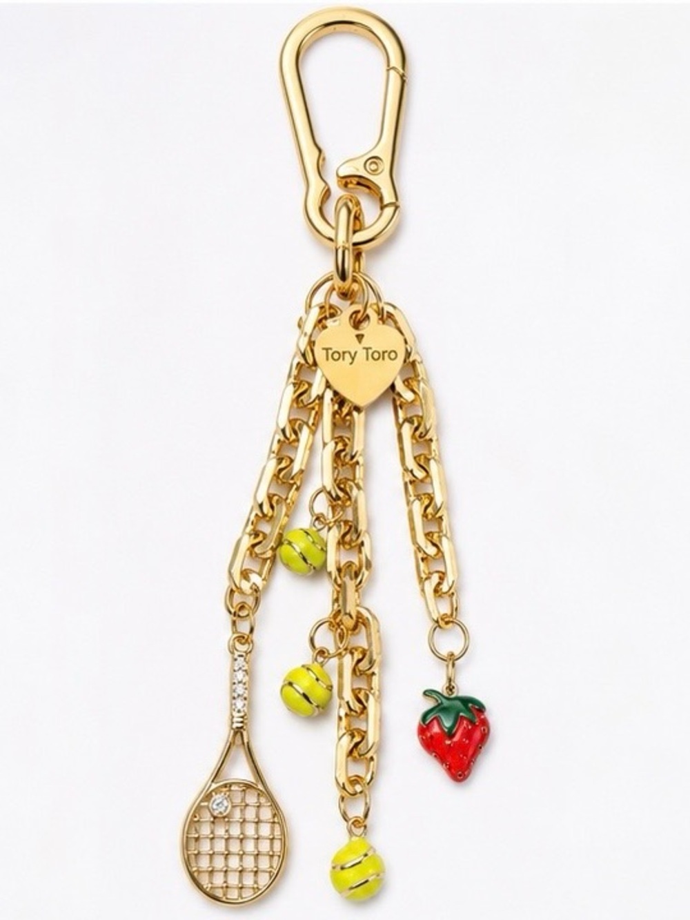 Charm Tennis Bag Charm Keychain | 18K Gold-Plated | Handmade by Tory Toro 🍓🎾✨